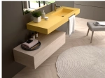 Plan vasque lavabo, sur mesure, Largeur 80 à 200 cm x Profondeur 46 à 80 cm, résine composite de haute qualité, Finition lisse blanc BRILLANT, Livraison Offerte.